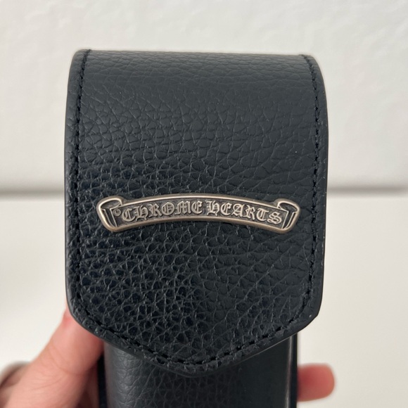 Chrome Hearts Accessories - Authentic Chrome Hearts Black Leather eyeglasses Accessory Case